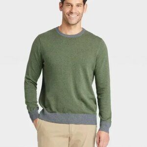 Goodfellow Men’s Crewneck Pullover Sweater | Size M | NWT | 100% Cotton | Olive
